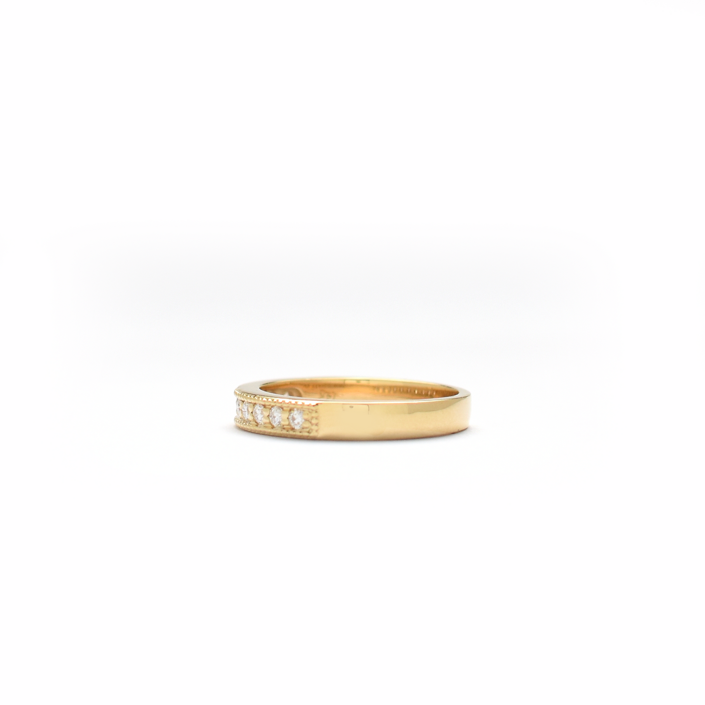 14K Gold Millgrain Diamond Wedding Band