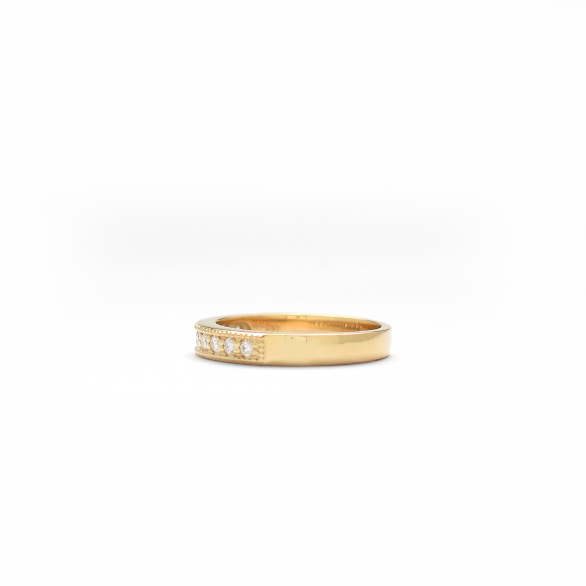 14K Gold Millgrain Diamond Wedding Band