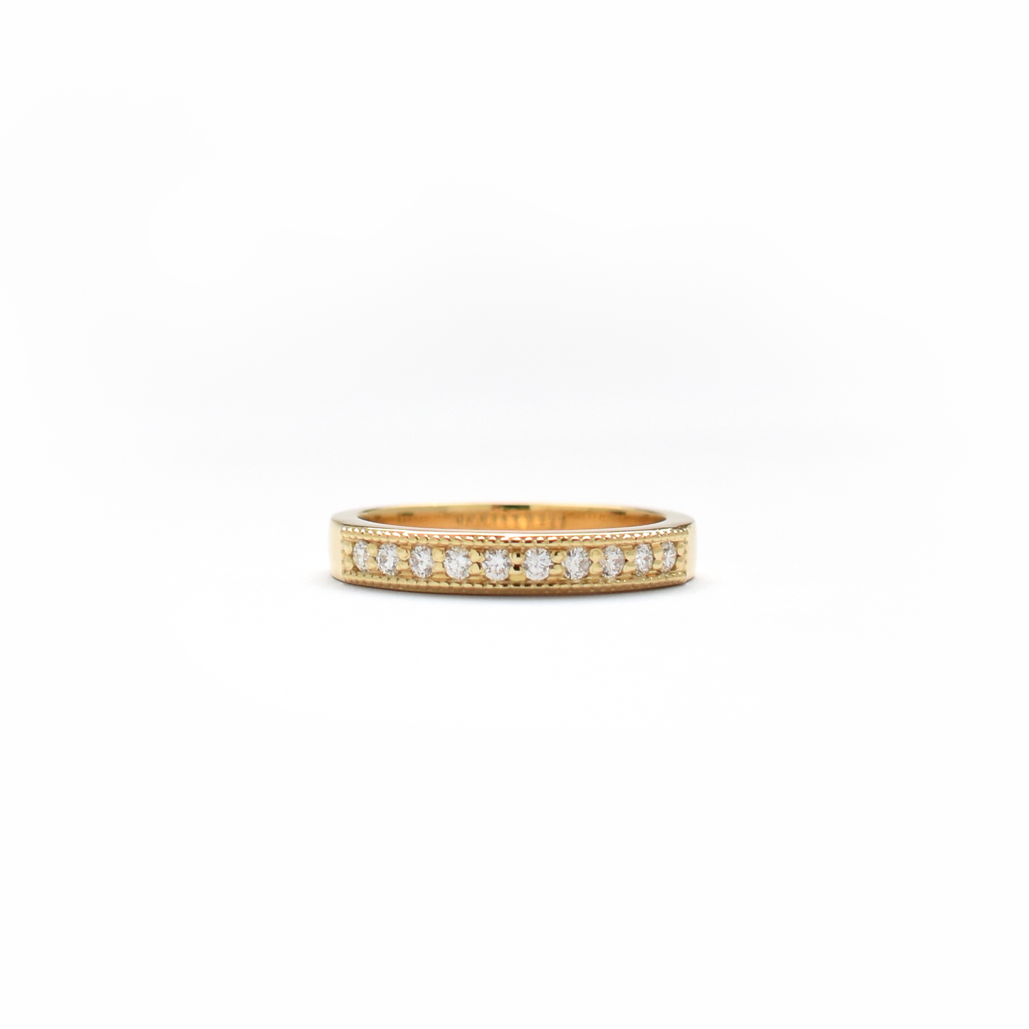 14K Gold Millgrain Diamond Wedding Band