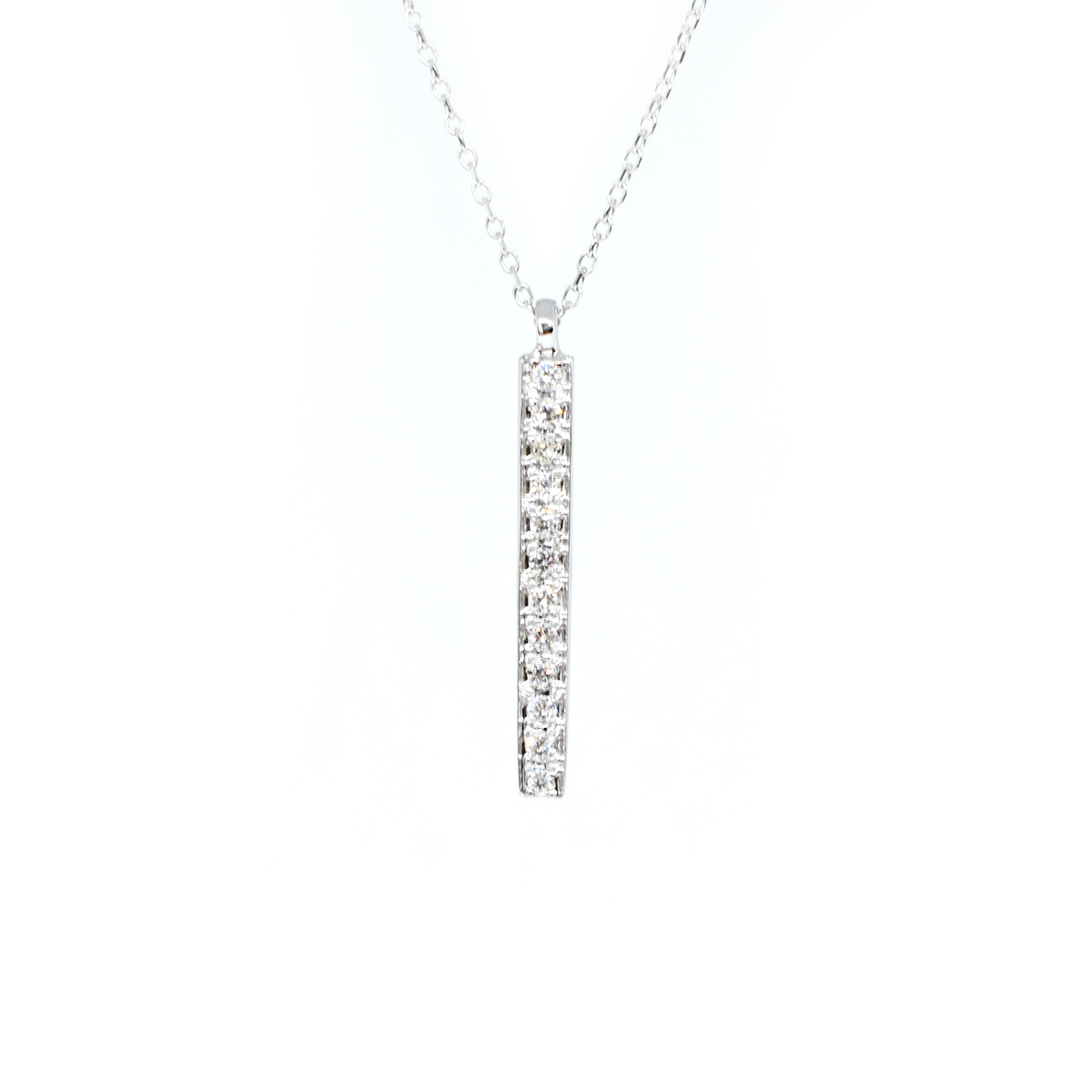 14k Gold Horizontal Diamond Bar Necklace 0.10 ct