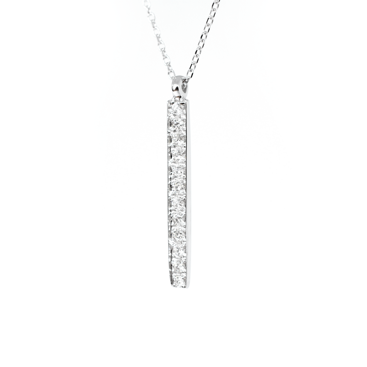 14k Gold Horizontal Diamond Bar Necklace 0.10 ct