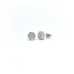14k Diamond Cluster Flower Earrings