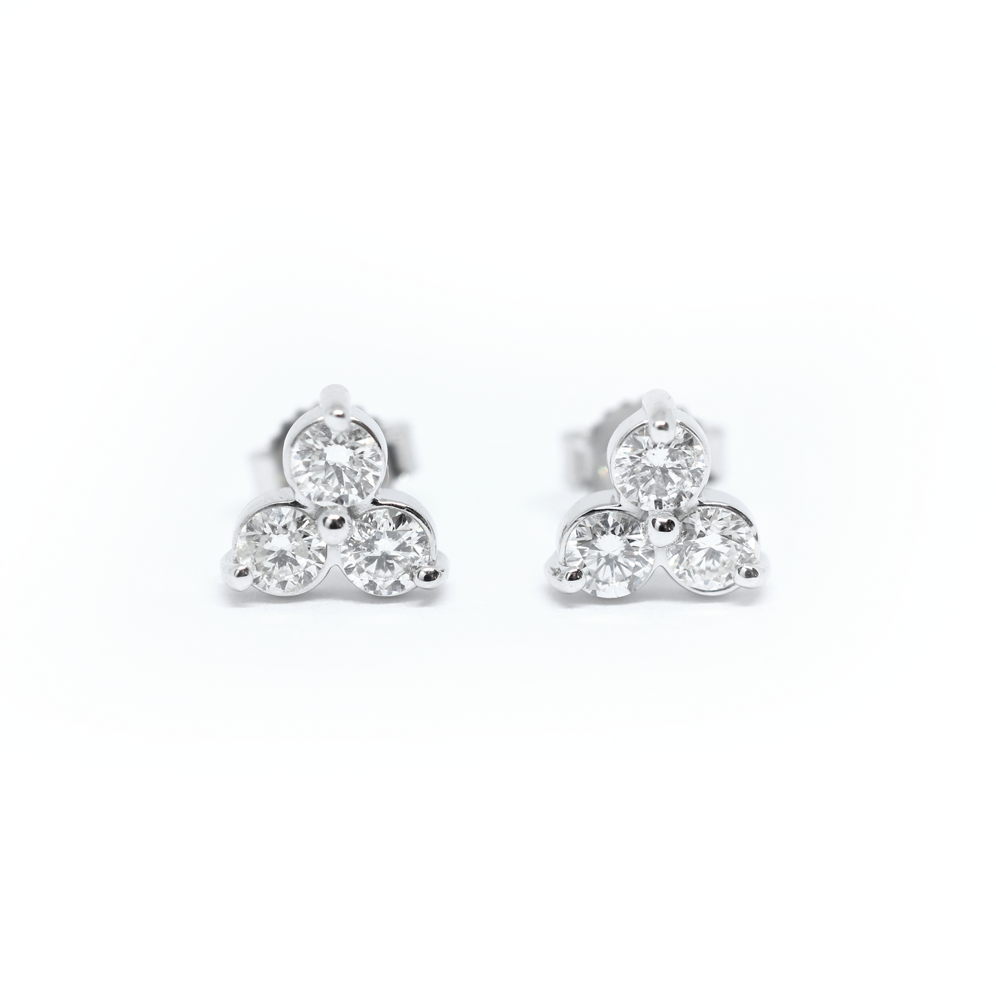 14k Triple Cluster Diamond Earrings