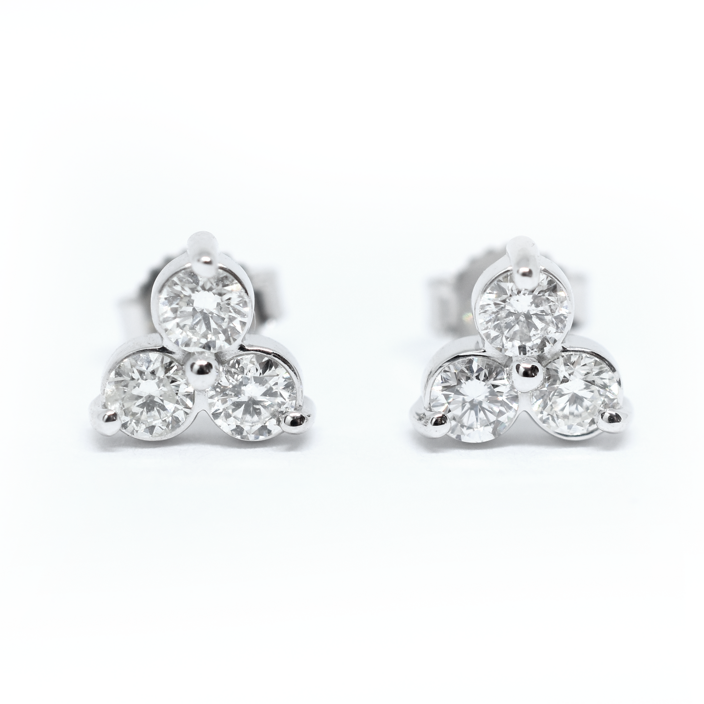 14k Triple Cluster Diamond Earrings