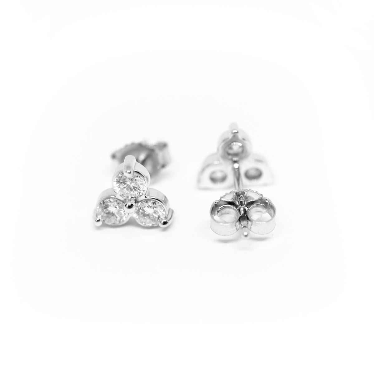 14k Triple Cluster Diamond Earrings