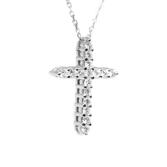14k 0.35ct Diamond Cross Necklace