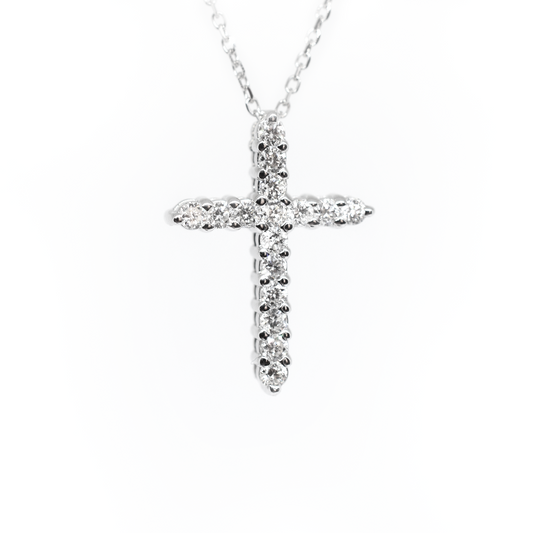 14k 0.35ct Diamond Cross Necklace