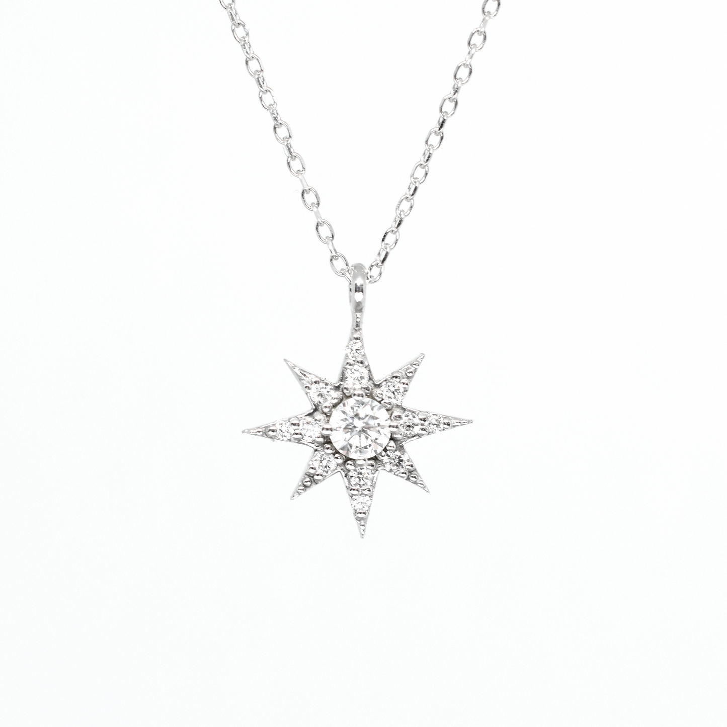 white gold north star necklace