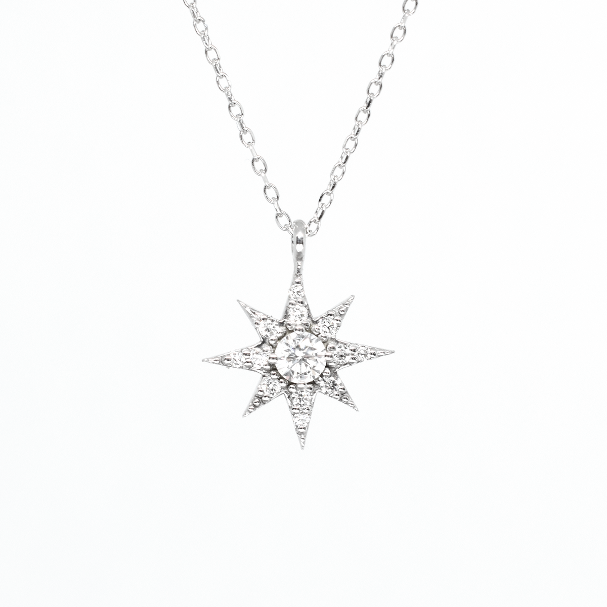white gold north star necklace