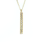 14k Gold Horizontal Diamond Bar Necklace 0.10 ct