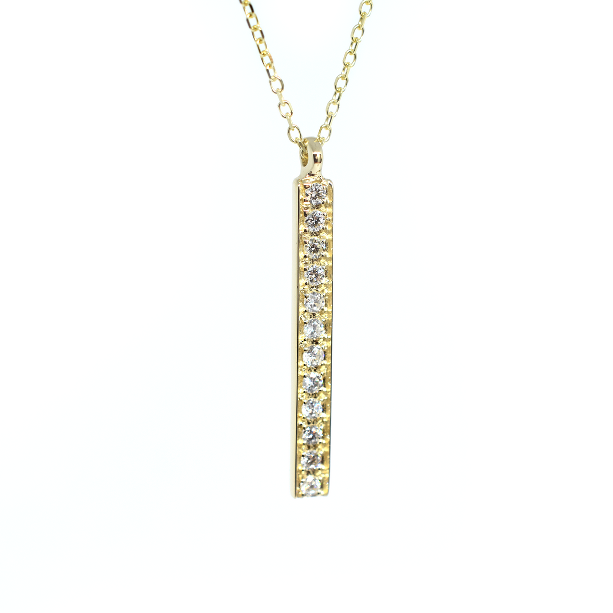 14k Gold Horizontal Diamond Bar Necklace 0.10 ct