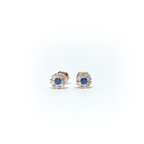 14k Diamond Sapphire Cluster Flower Earrings