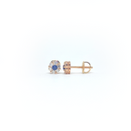 14k Diamond Sapphire Cluster Flower Earrings