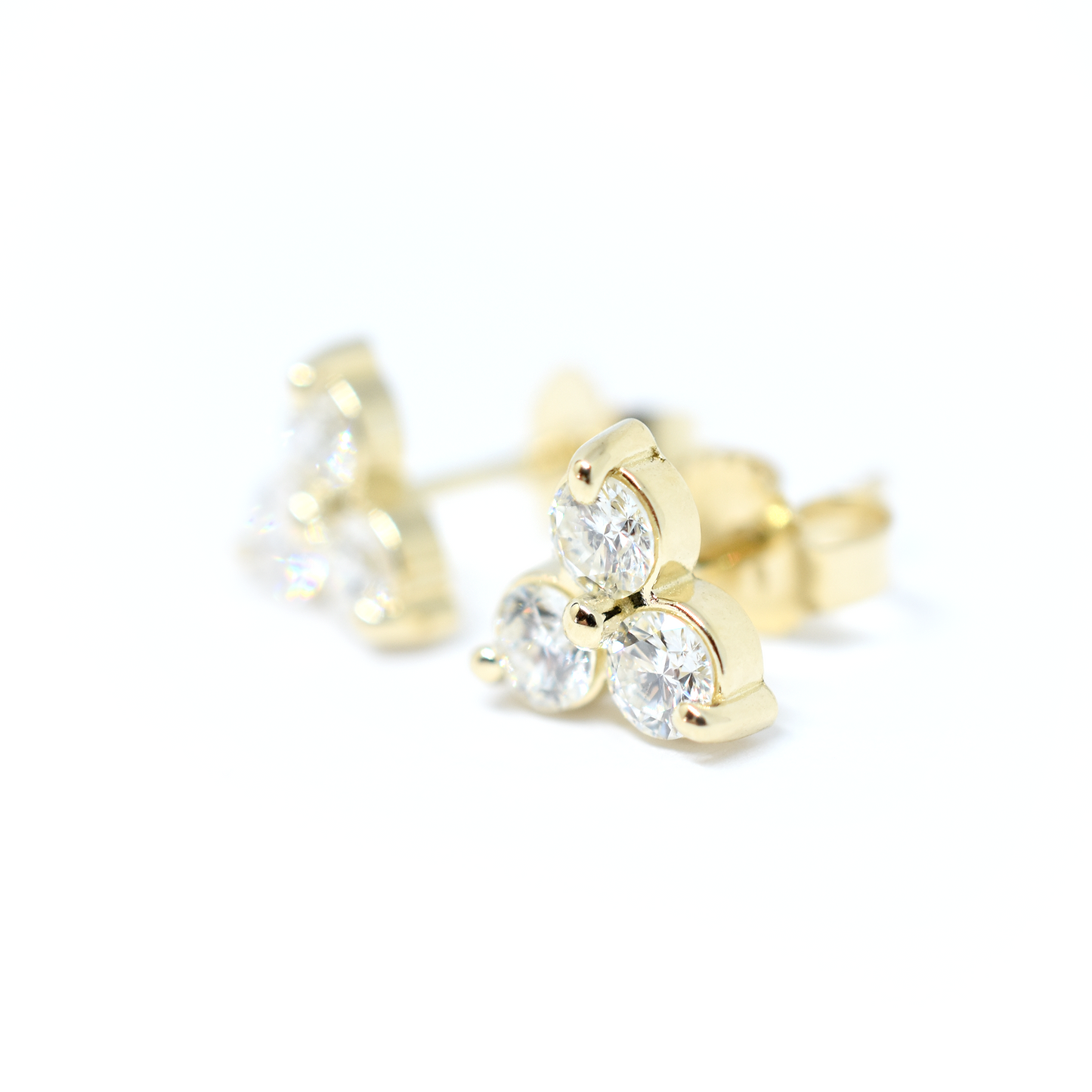 14k Triple Cluster Diamond Earrings