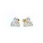14k Triple Cluster Diamond Earrings
