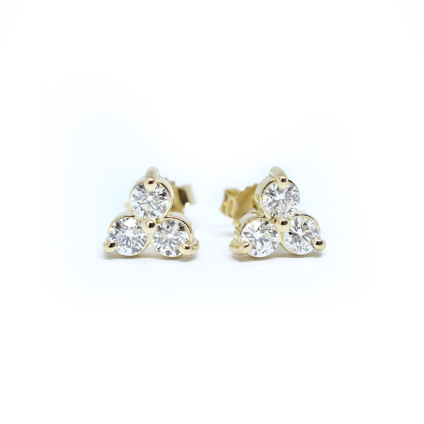 14k Triple Cluster Diamond Earrings