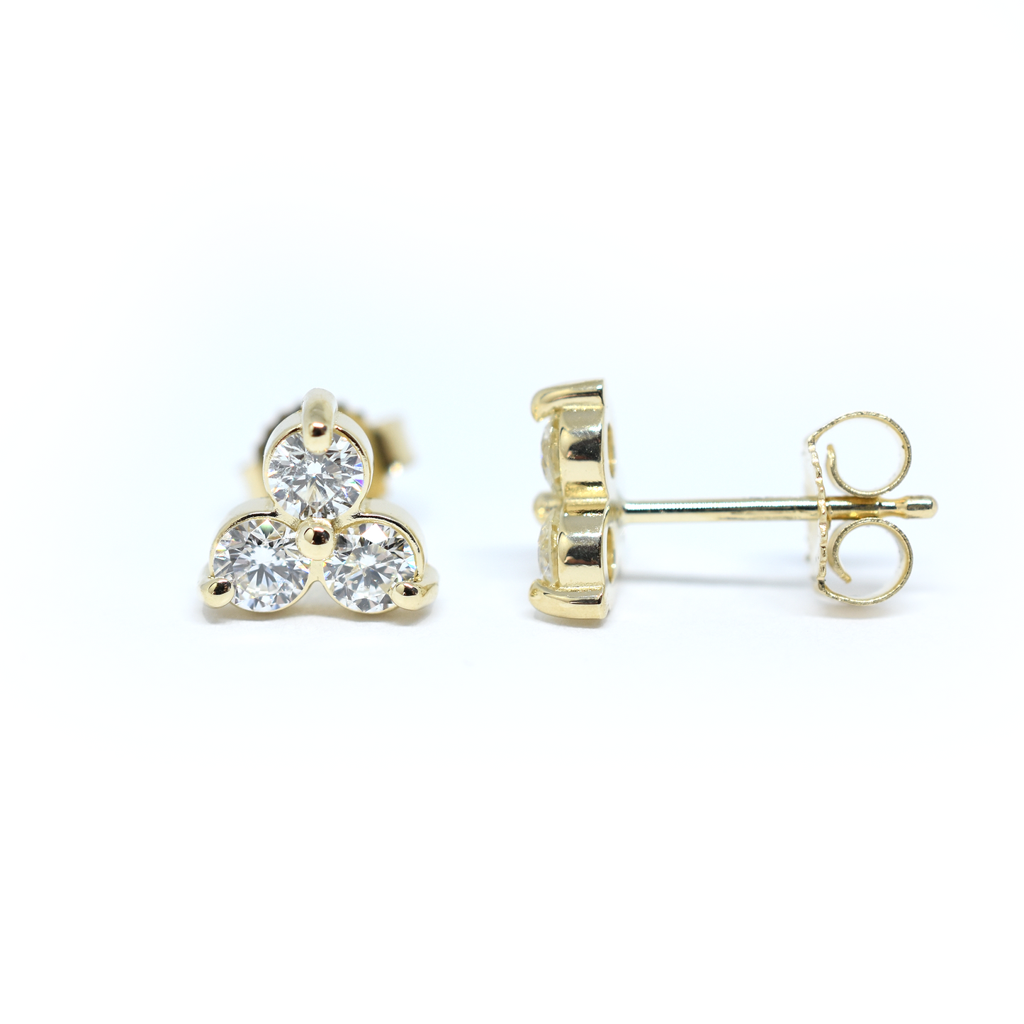 14k Triple Cluster Diamond Earrings