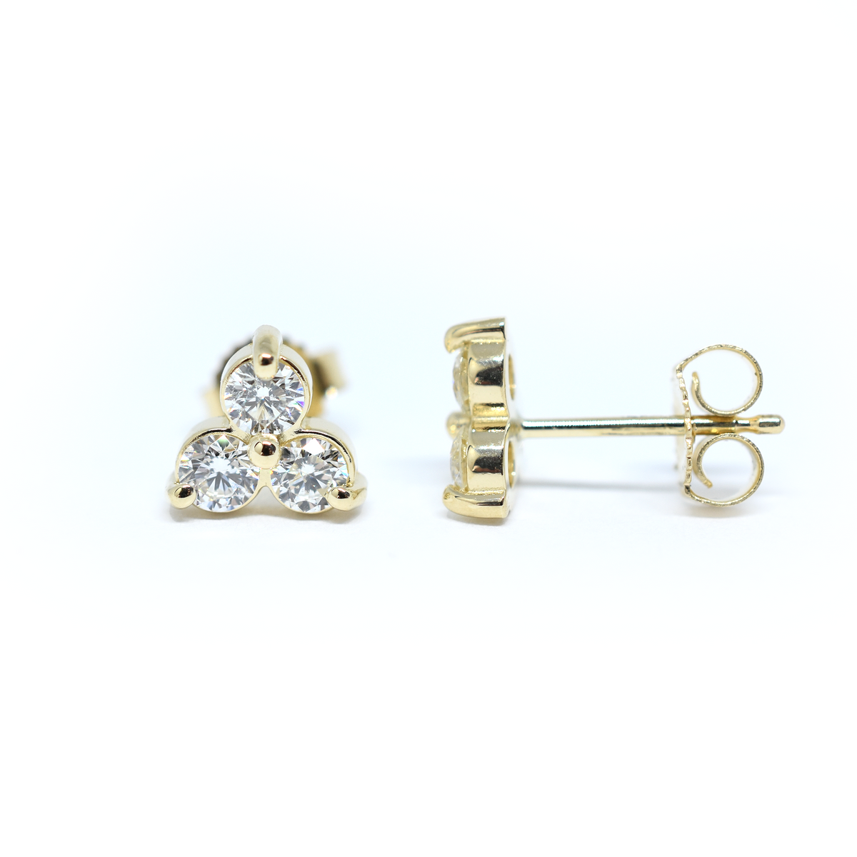 14k Triple Cluster Diamond Earrings