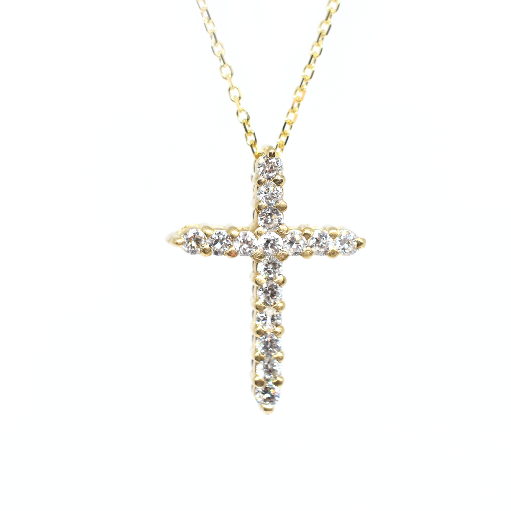 14k 0.35ct Diamond Cross Necklace