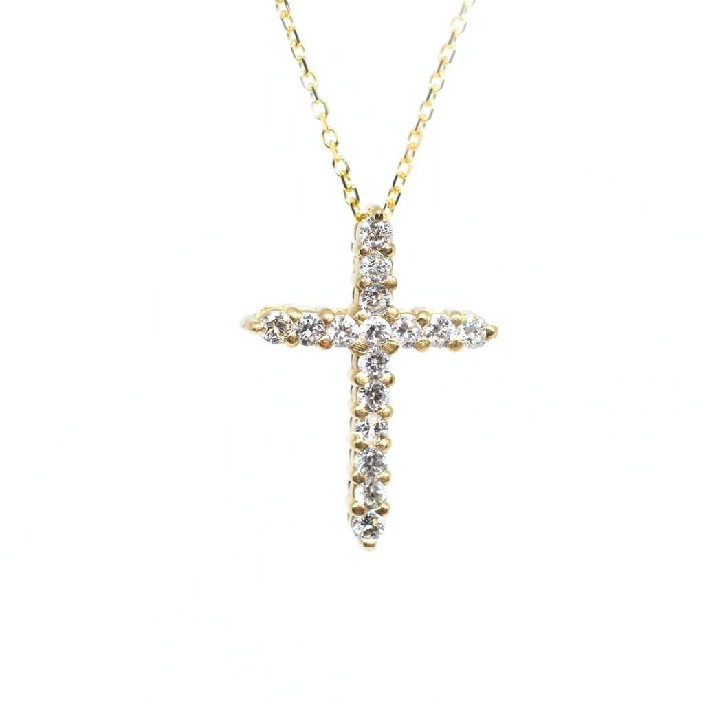 14k 0.35ct Diamond Cross Necklace