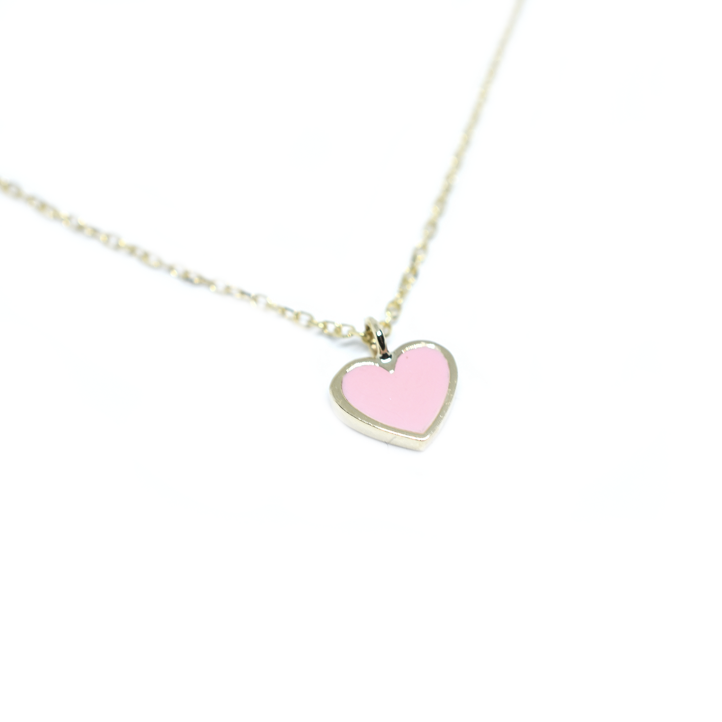 pink handmade enamel heart necklace