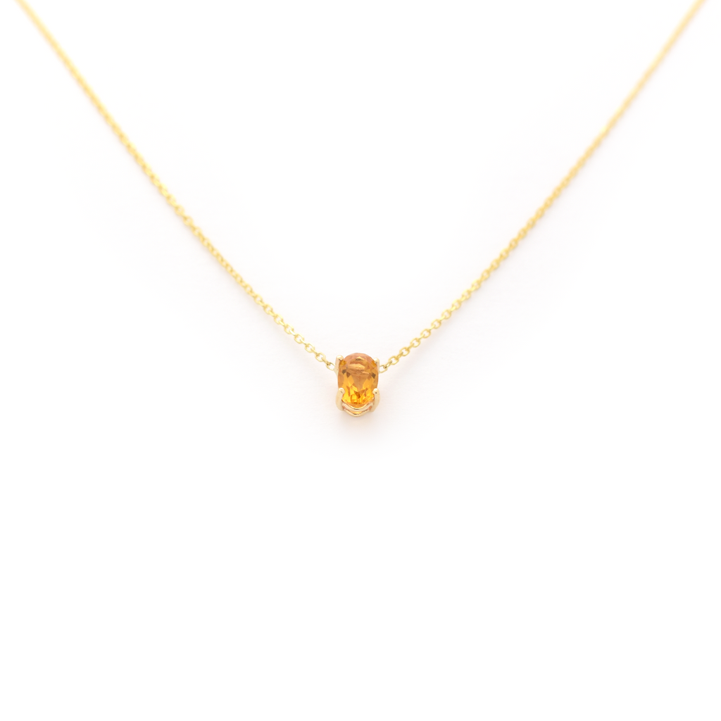 Yellow Topaz Oval Necklace