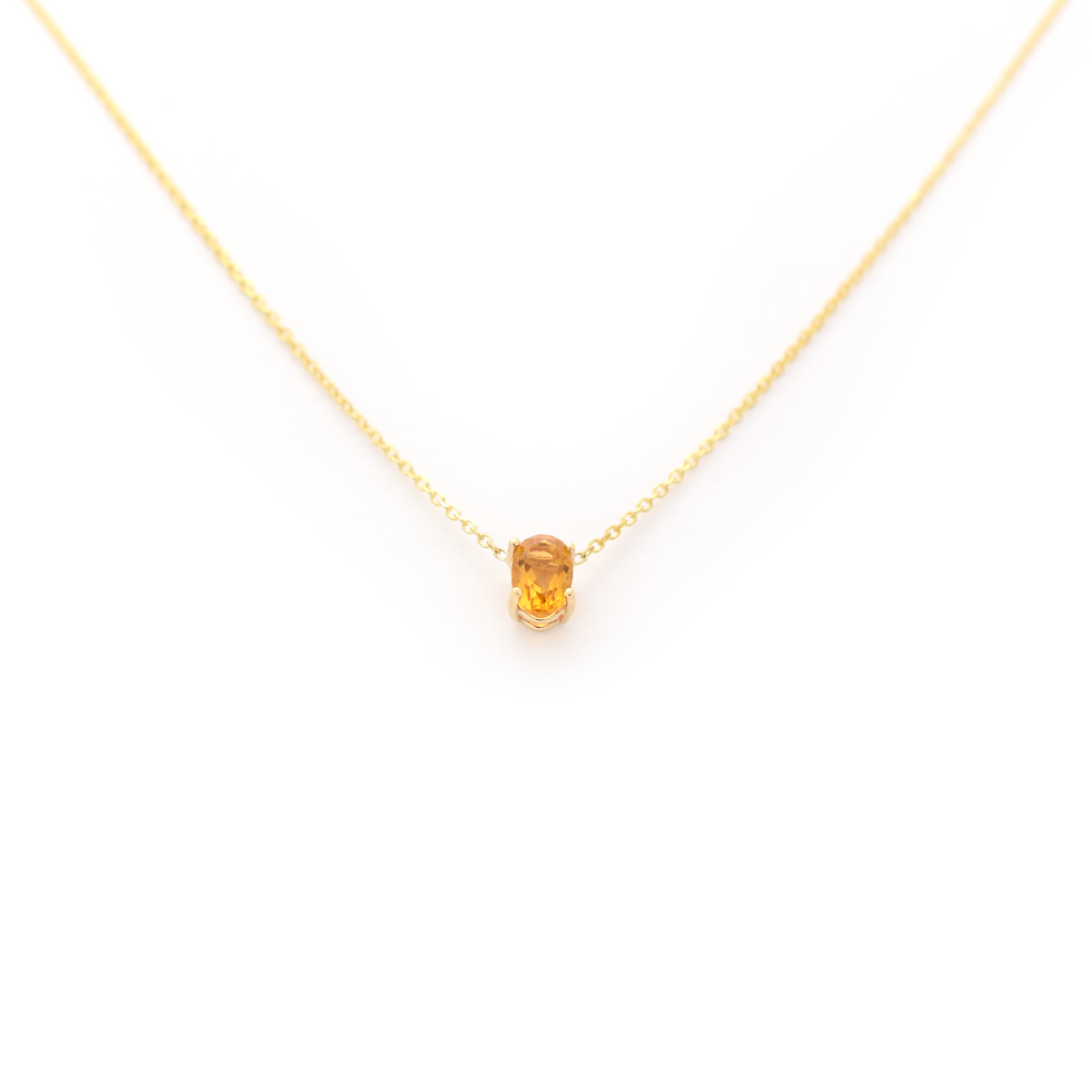 Yellow Topaz Oval Necklace