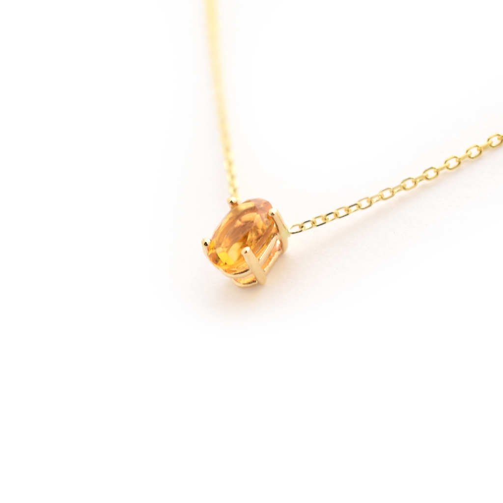 Yellow Topaz Oval Necklace