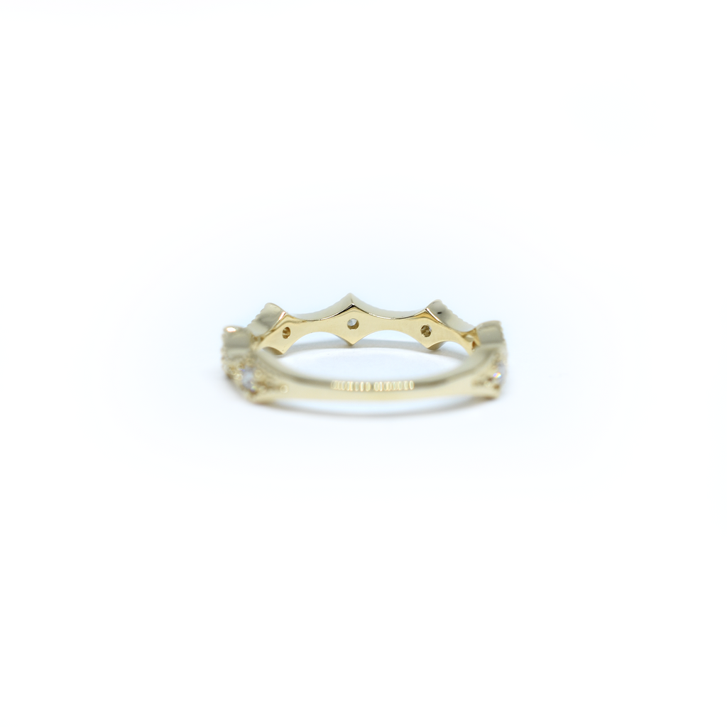 14K Gold Diamond Millgrain Wedding Band