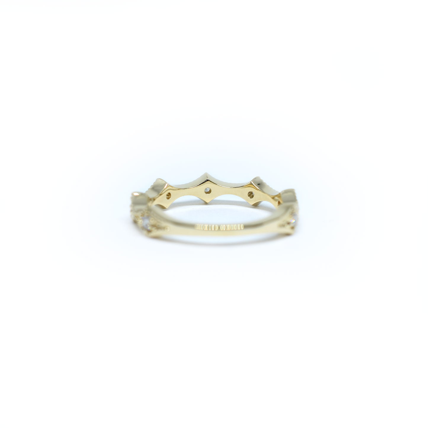 14K Gold Diamond Millgrain Wedding Band