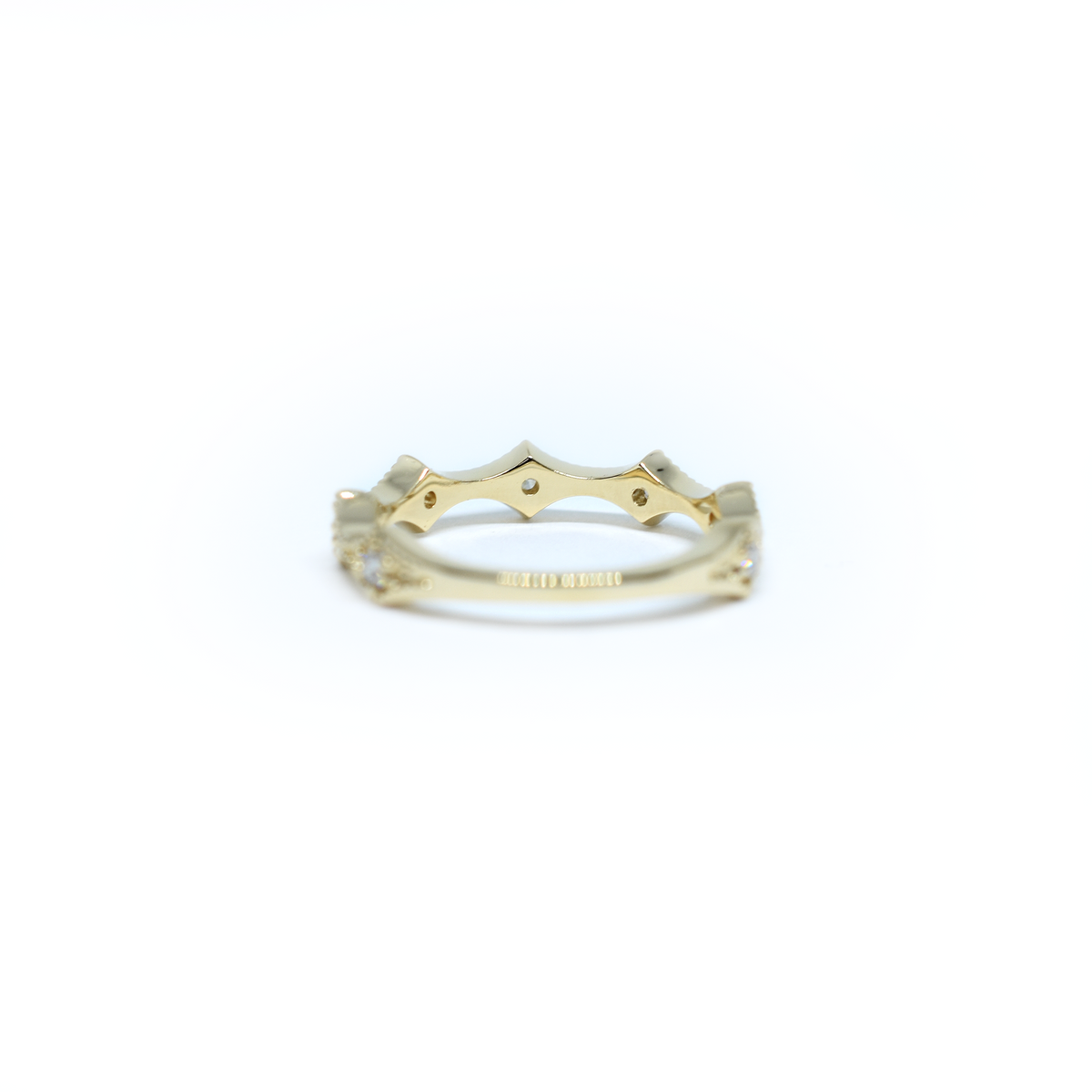 14K Gold Diamond Millgrain Wedding Band