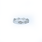 14K Gold Diamond Millgrain Wedding Band