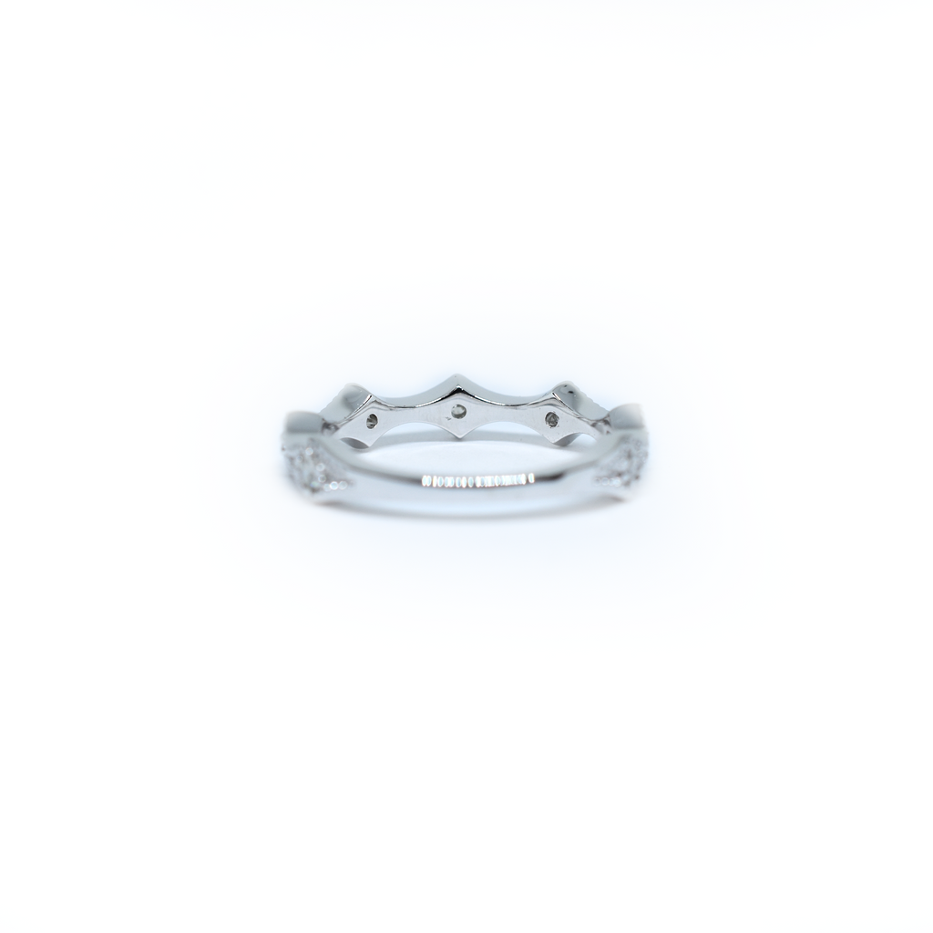 14K Gold Diamond Millgrain Wedding Band