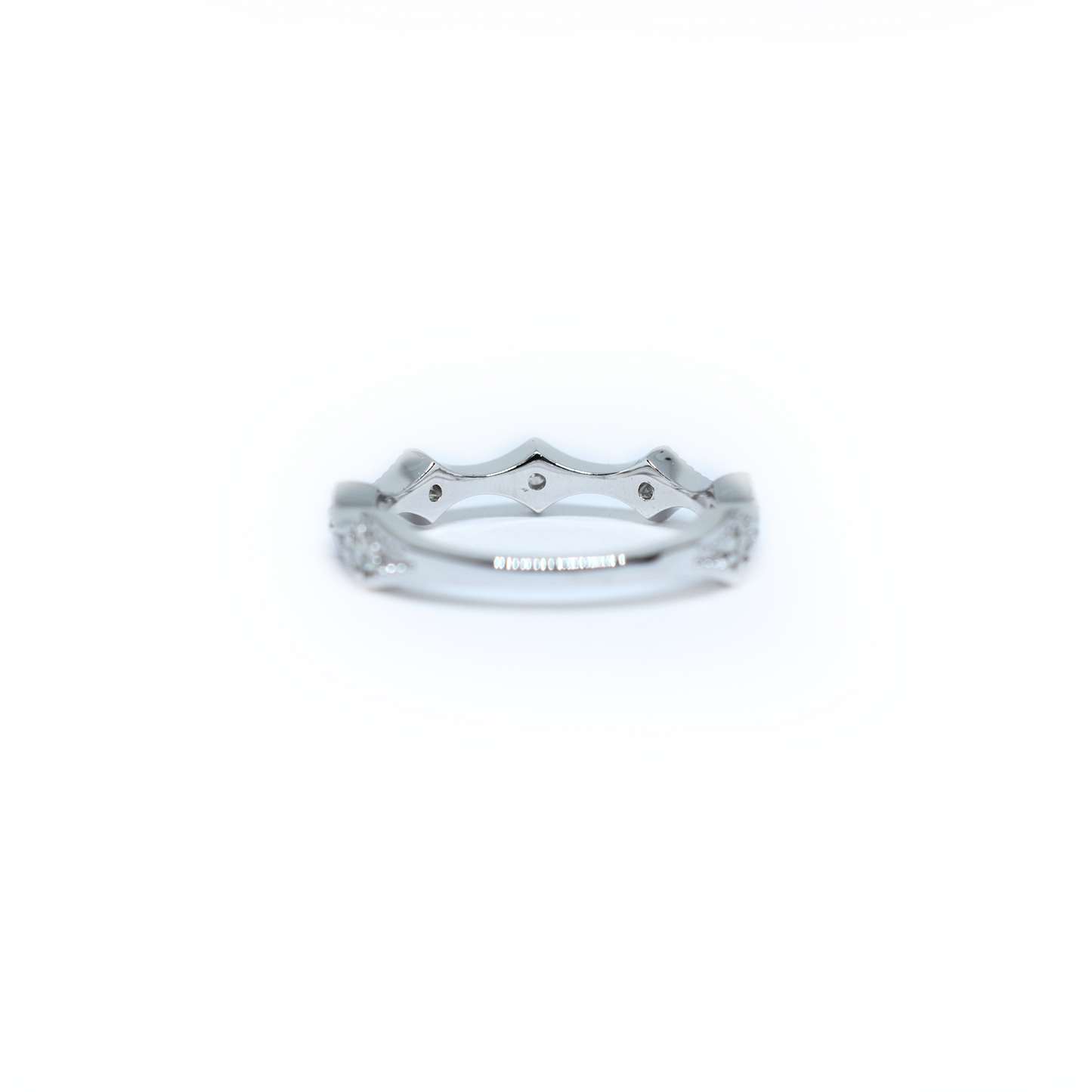 14K Gold Diamond Millgrain Wedding Band