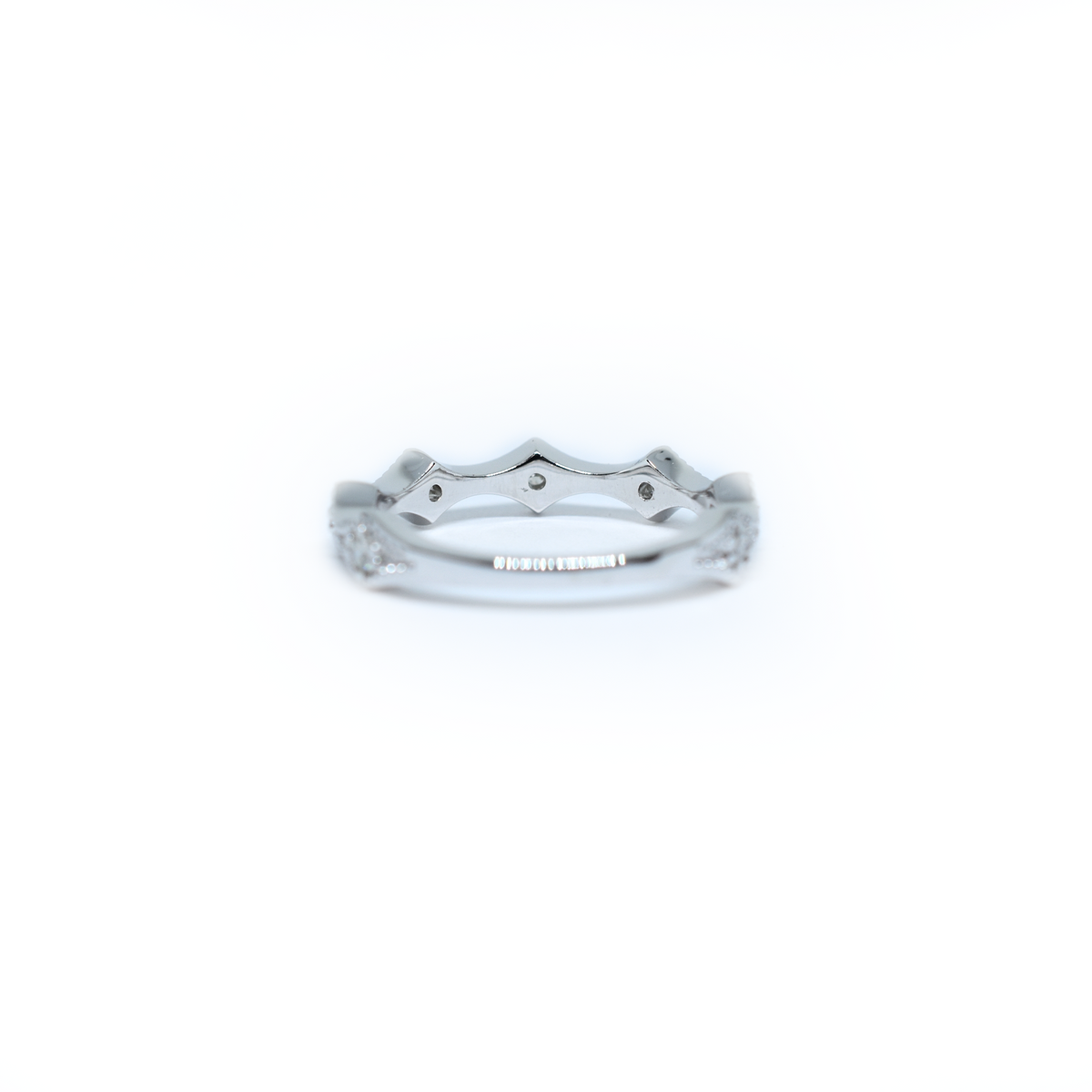 14K Gold Diamond Millgrain Wedding Band