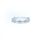 14K Gold Diamond Millgrain Wedding Band